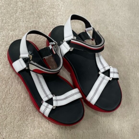 VOILE BLANCE Women's Sandals Size 38 In Black/Red - Picture 1 of 5